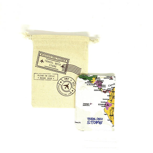 Porta pasaporte tela "mundi basico" elastico verde Z7