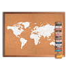 Pack mapa mundi pineable corcho + totem viajero 15 banderas personalizado