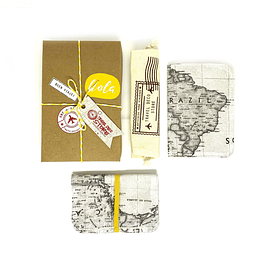 Pack viajero Porta Pasaporte + Porta docs colección ATLAS tela blanco y negro: Brasil A6
