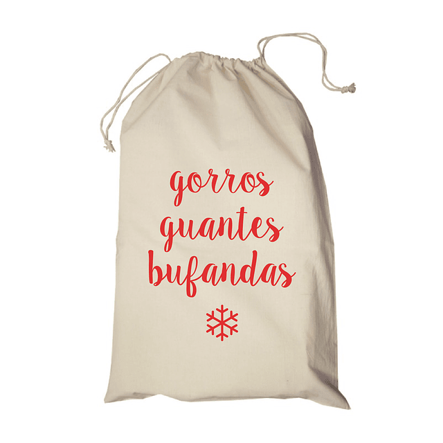 Bolsa/saco frase "gorros, guantes, bufandas" 