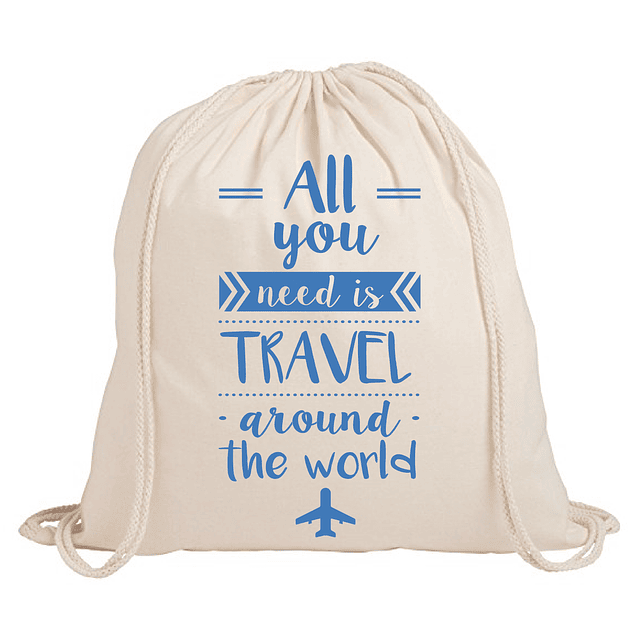 Mochila frase "all you need is travel around the world" 