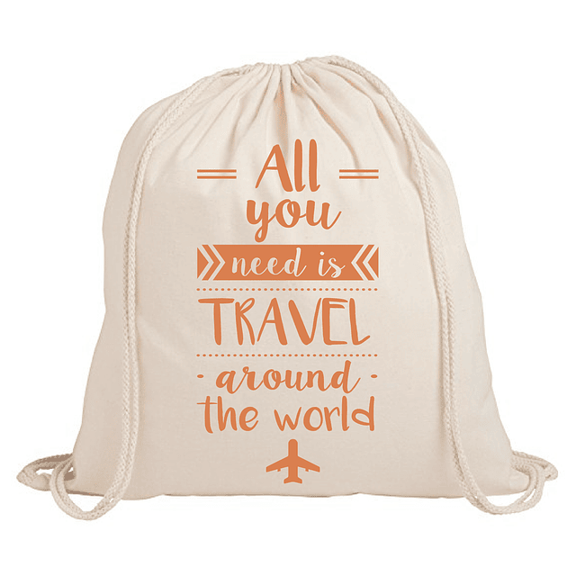 Mochila frase "all you need is travel around the world" 