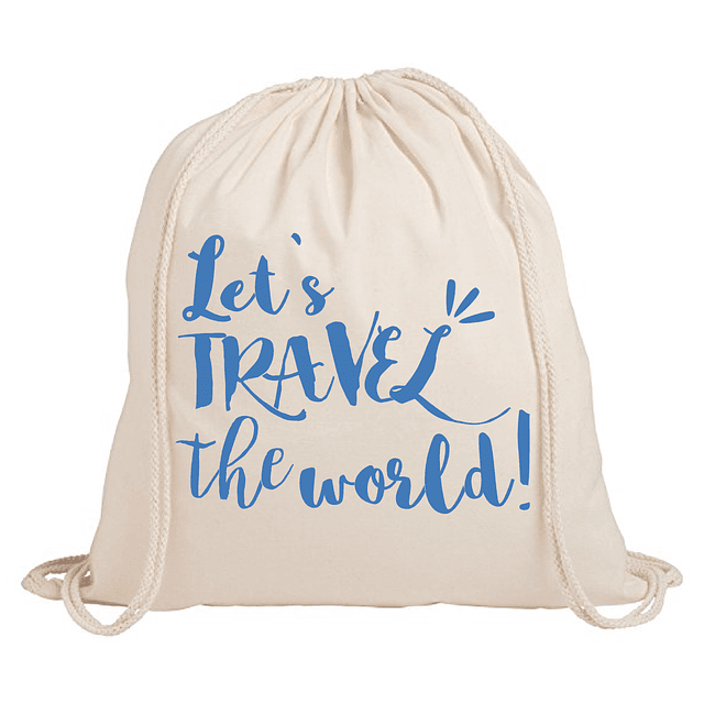 Mochila frase "let's travel the world"