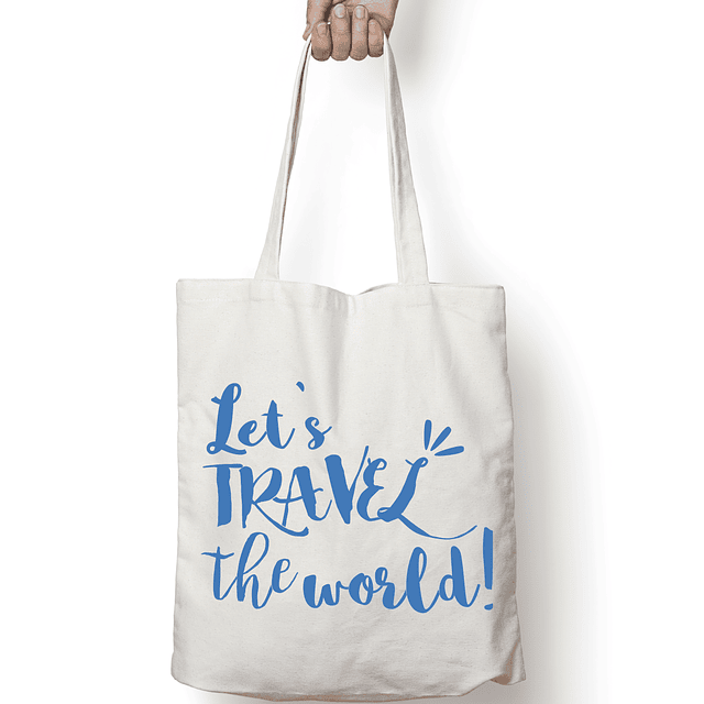 Totebag frase "Let's travel the world"