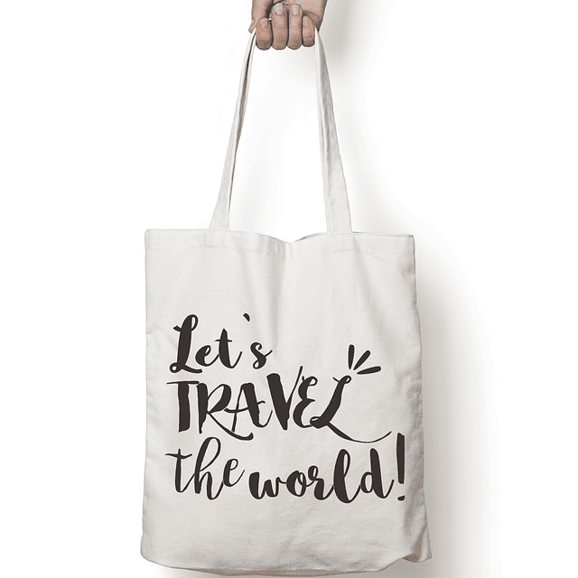 Totebag frase "Let's travel the world"