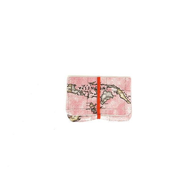Porta documentos tela "mundi rosado" elástico naranjo