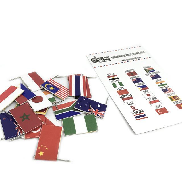 Set de banderas pineables de Asia, Africa y Oceania 