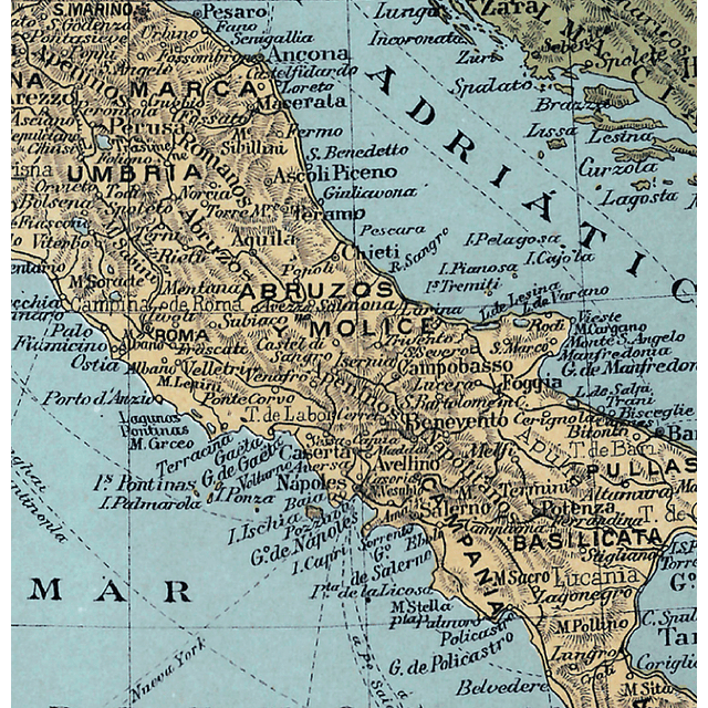 Mapa pineable Italia fines siglo XIX