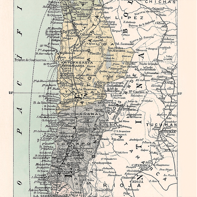 Mapa general de Chile pineable XL comienzos siglo XX