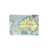 Porta pasaporte tela "mapa mundi colores" con elástico amarillo