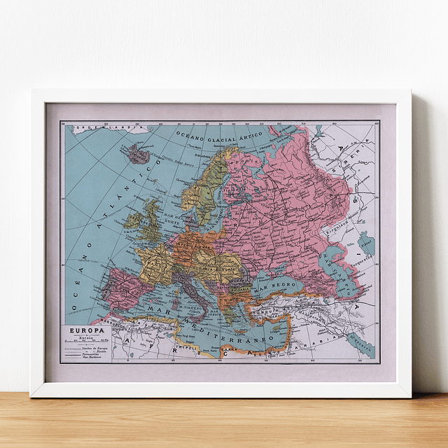 Print para enmarcar: mapa político Europa fines siglo XIX 25x20 cms