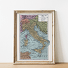 Print para enmarcar: mapa político Italia de fines del siglo XIX 20x25 cms