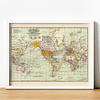 Print para enmarcar: mapa Mundi rutas maritimas de viajes 25x20 cms