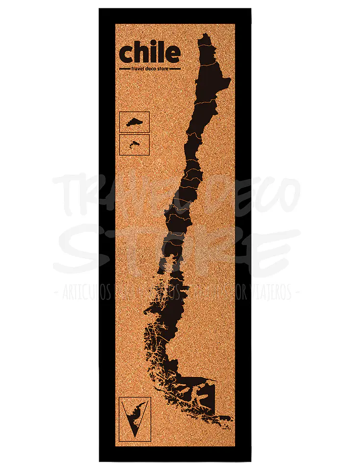 Mapa pineable Chile de corcho con regiones Travel Deco Store 11