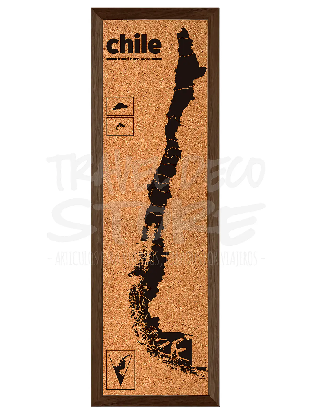 Mapa pineable Chile de corcho con regiones Travel Deco Store 12