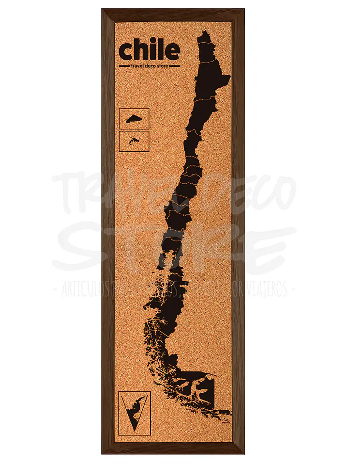 Mapa pineable Chile de corcho con regiones Travel Deco Store 12