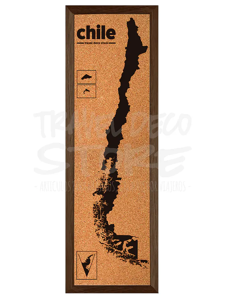 Mapa pineable Chile de corcho Travel Deco Store 7