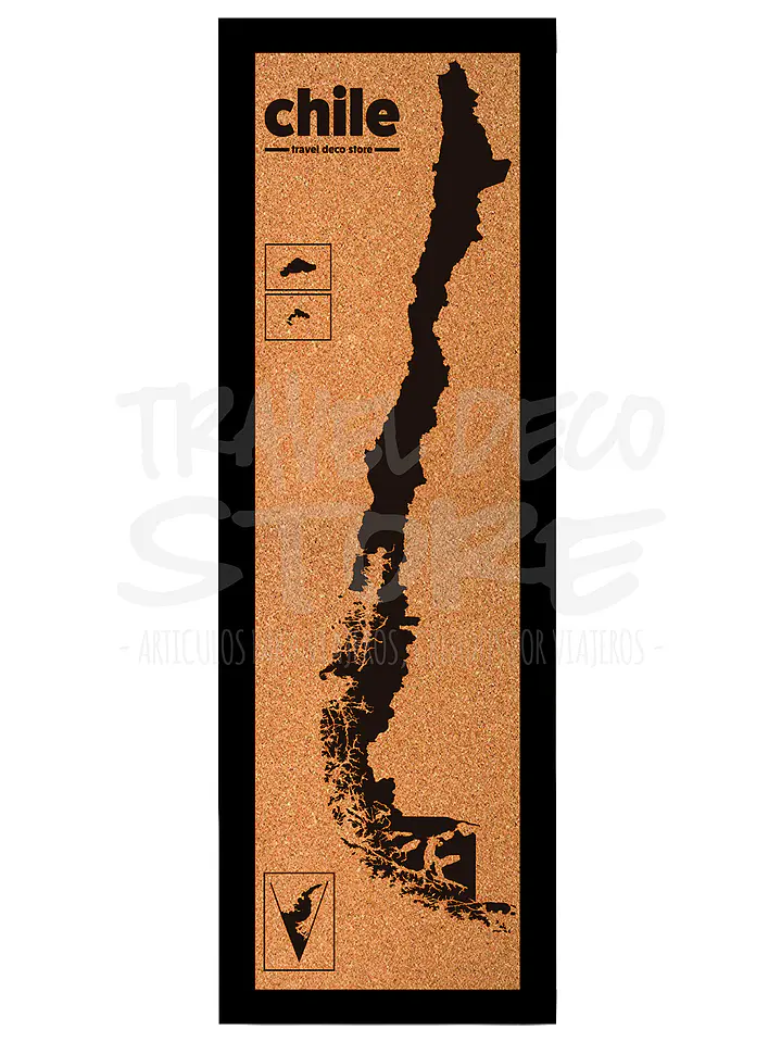 Mapa pineable Chile de corcho Travel Deco Store 8