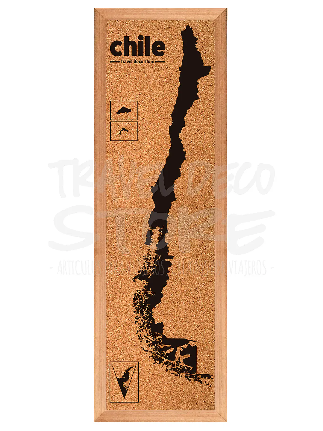 Mapa pineable Chile de corcho Travel Deco Store 1