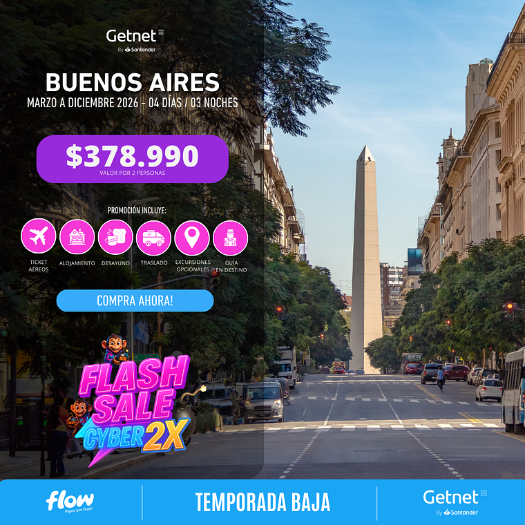 Buenos Aires / 4 días - 3 noches | Temporada Baja 1