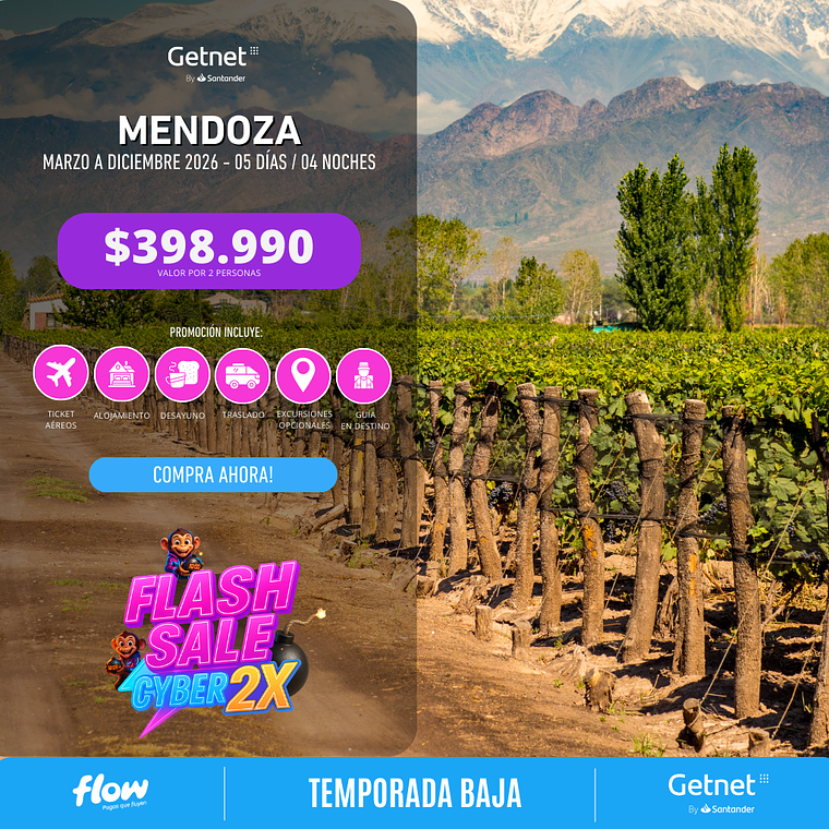 Mendoza / 5 días - 4 noches | Temporada Baja 1