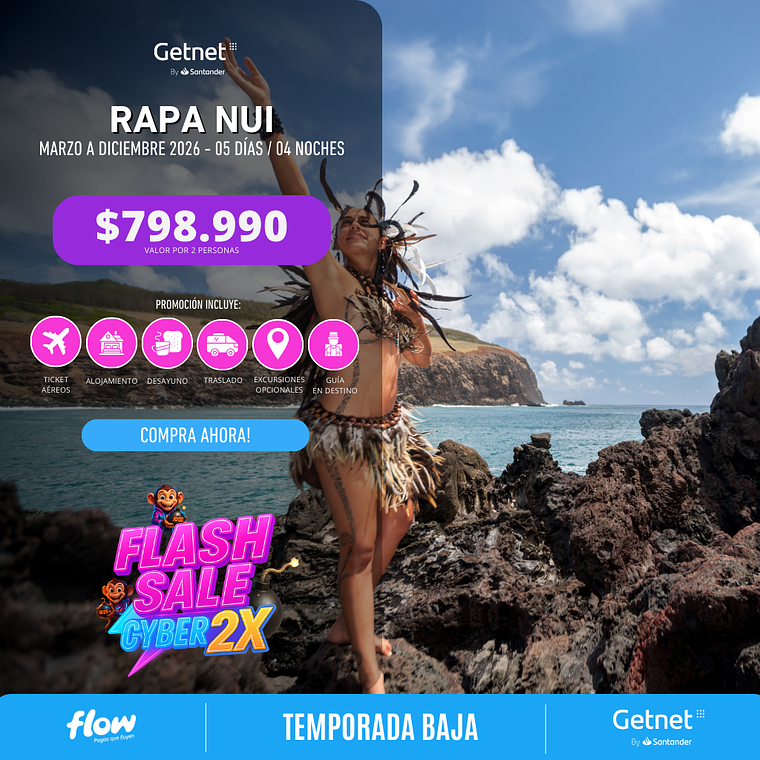 Rapa Nui / 5 días - 4 noches | Temporada Baja 1