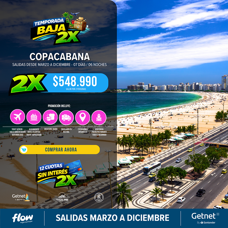 Copacabana / 7 días - 6 noches | Salidas Temporada Baja 1