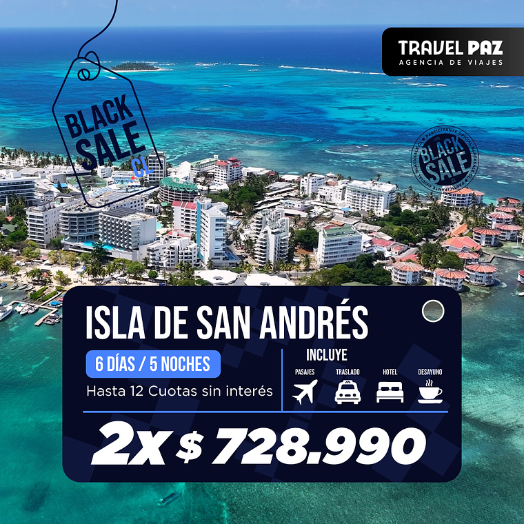 Isla San Andrés / 6 días - 5 noches | Temporada Baja 1