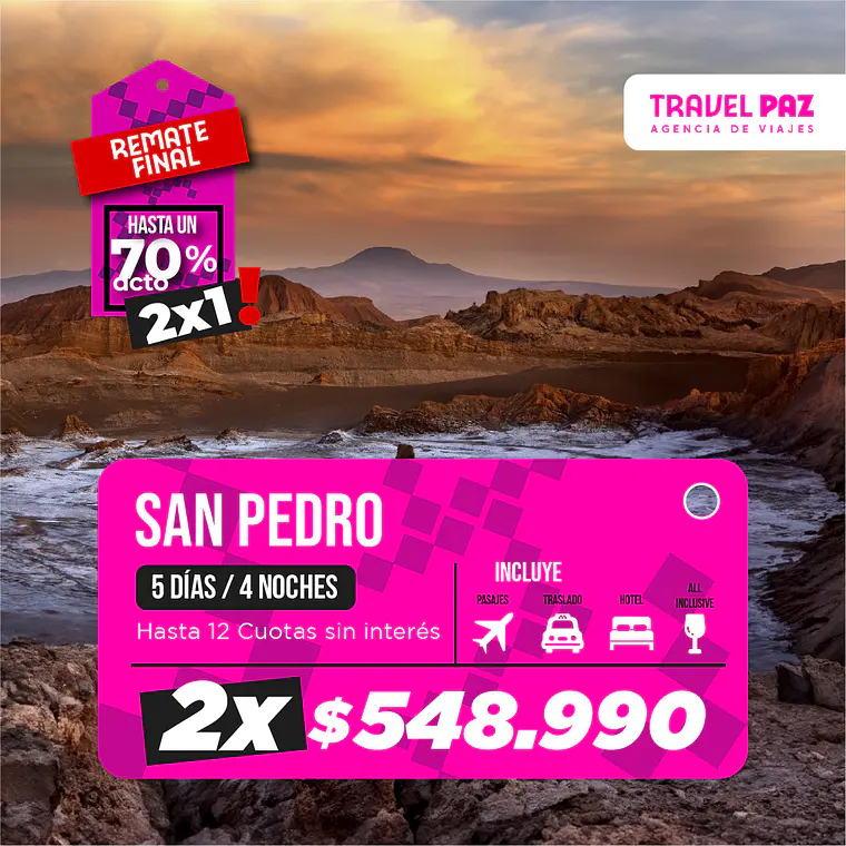 San Pedro de Atacama / 5 días - 4 noches | Temporada Baja 1