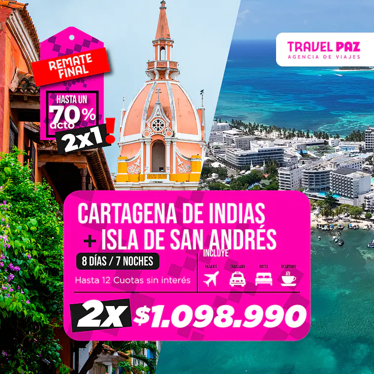 Cartagena de Indias & San Andres / 8 días - 7 noches | Temporada Baja 1