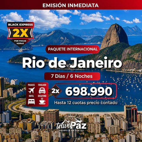 Rio de Janeiro / 7 días - 6 noches | Temporada Baja Economico (220)