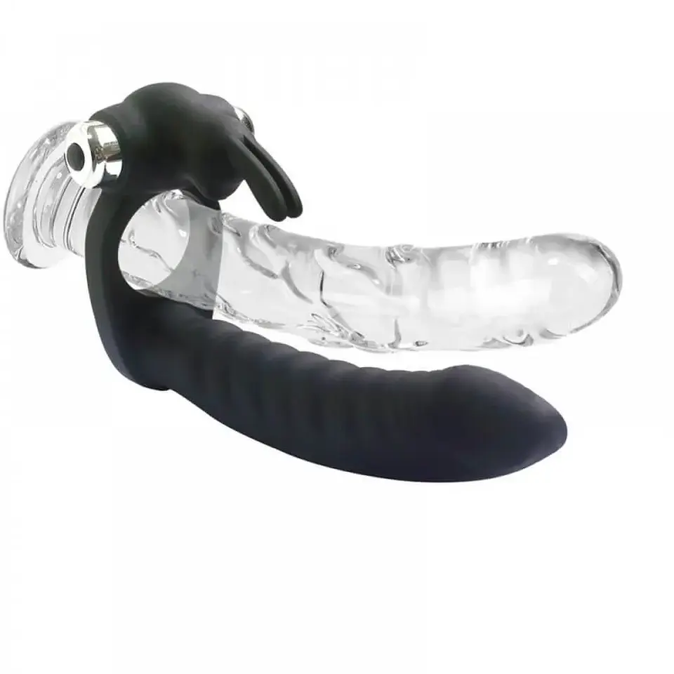 Optimus Anillo Vibrador y Consolador Frodo Negro 2