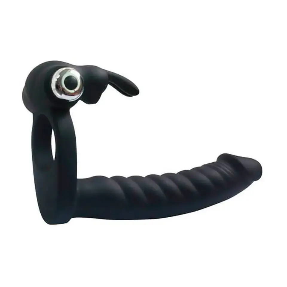 Optimus Anillo Vibrador y Consolador Frodo Negro 1