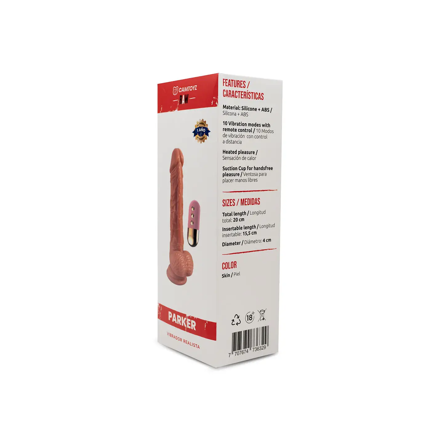 Dildo Vibrador Realista Parker Piel Giratorio  6
