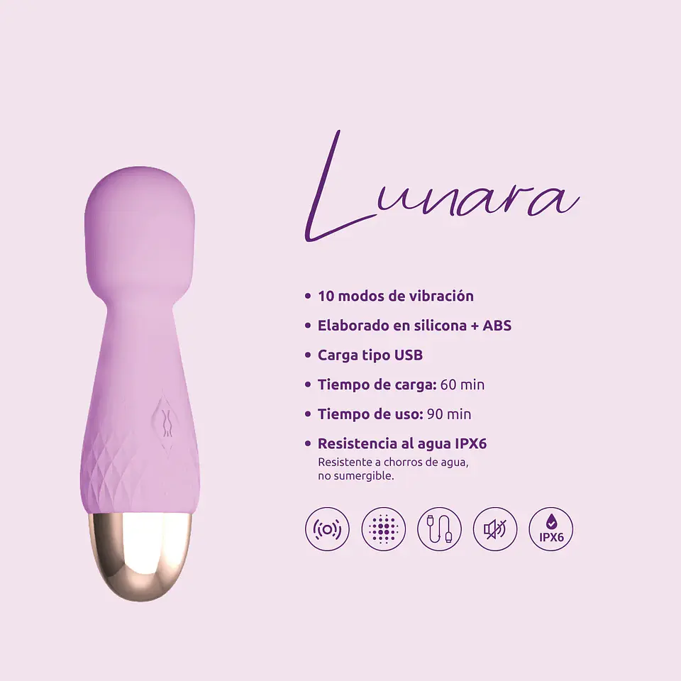 Vibrador Mini Hitachi Lunara Lila 5