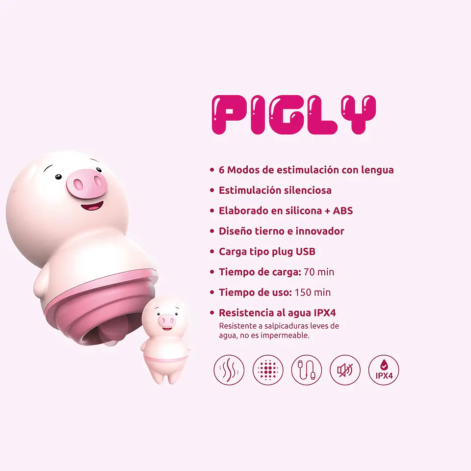 Cerdito Estimulador de Clitoris Pigly Rosado 6