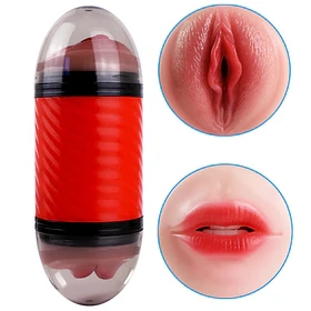 Masturbador Vagina Y Boca con Vibracion Super Forte