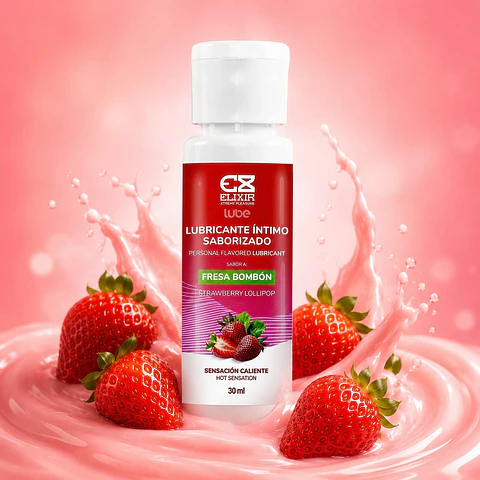 Lubricante Caliente Saborizado Elixir 30 ml Fresa Bombón
