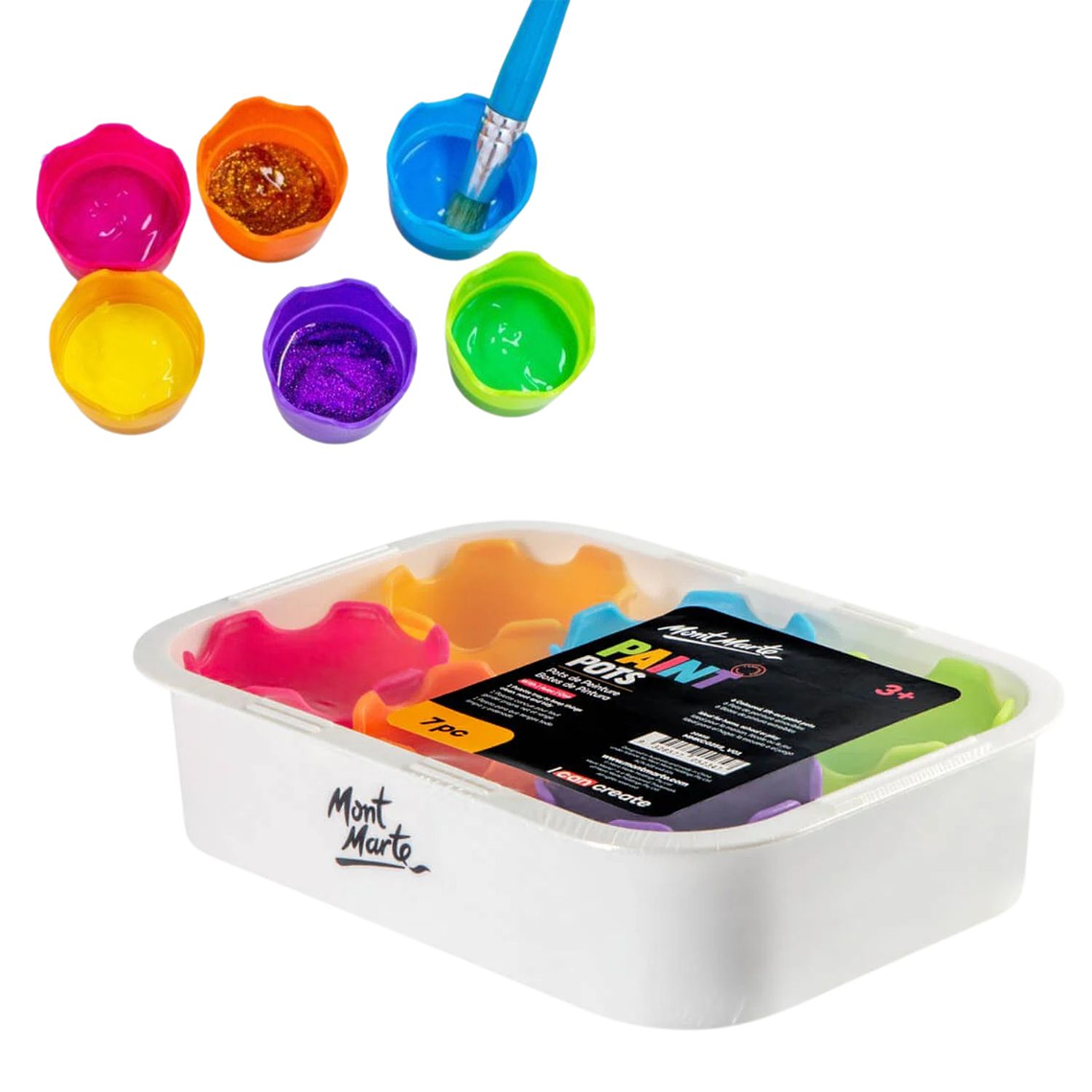 Set 6 Potes Pintura Mont Marte Paint Pots Para Barniz Y Látex 1