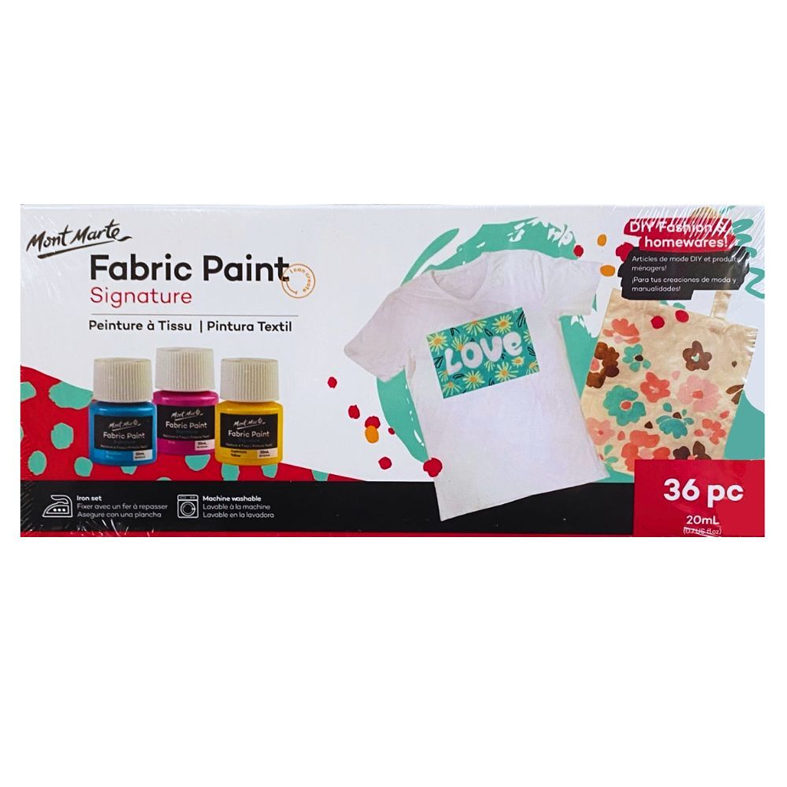 Set 36 Pinturas De Tela 20 Ml Mont Marte 1