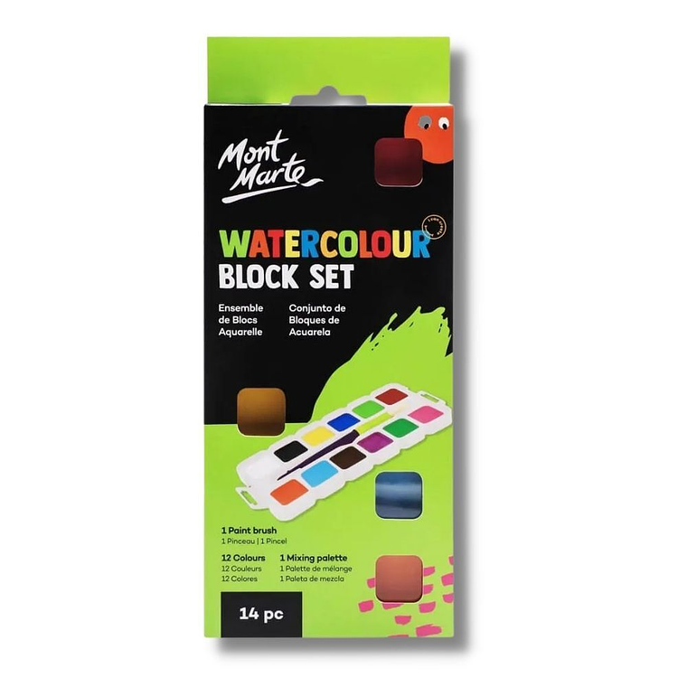 Mont Marte Block Set Acuarelas 12 Colores 1