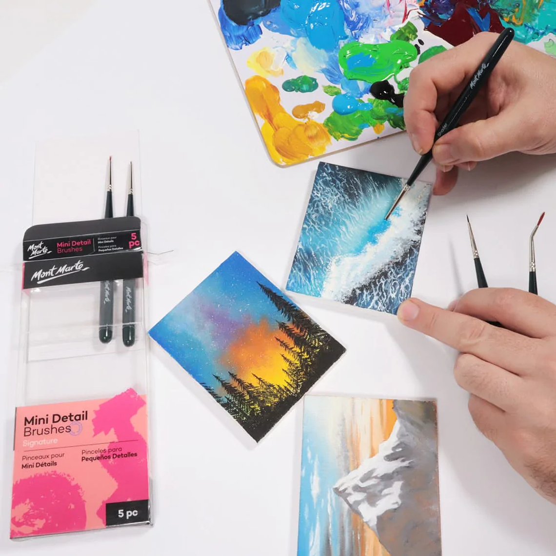 Set 5 Pinceles Artísticos De Detalle O Modelismo Mont Marte 3