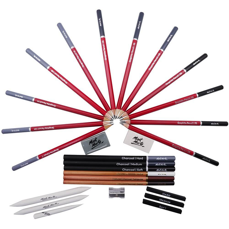 Set Dibujo Artístico Para Croquis Lata 27 Piezas Mont Marte 3