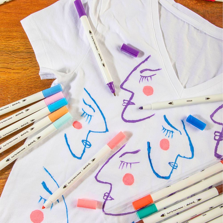 24 Rotuladores Marcadores Para Tela Doble Punta Mont Marte 3