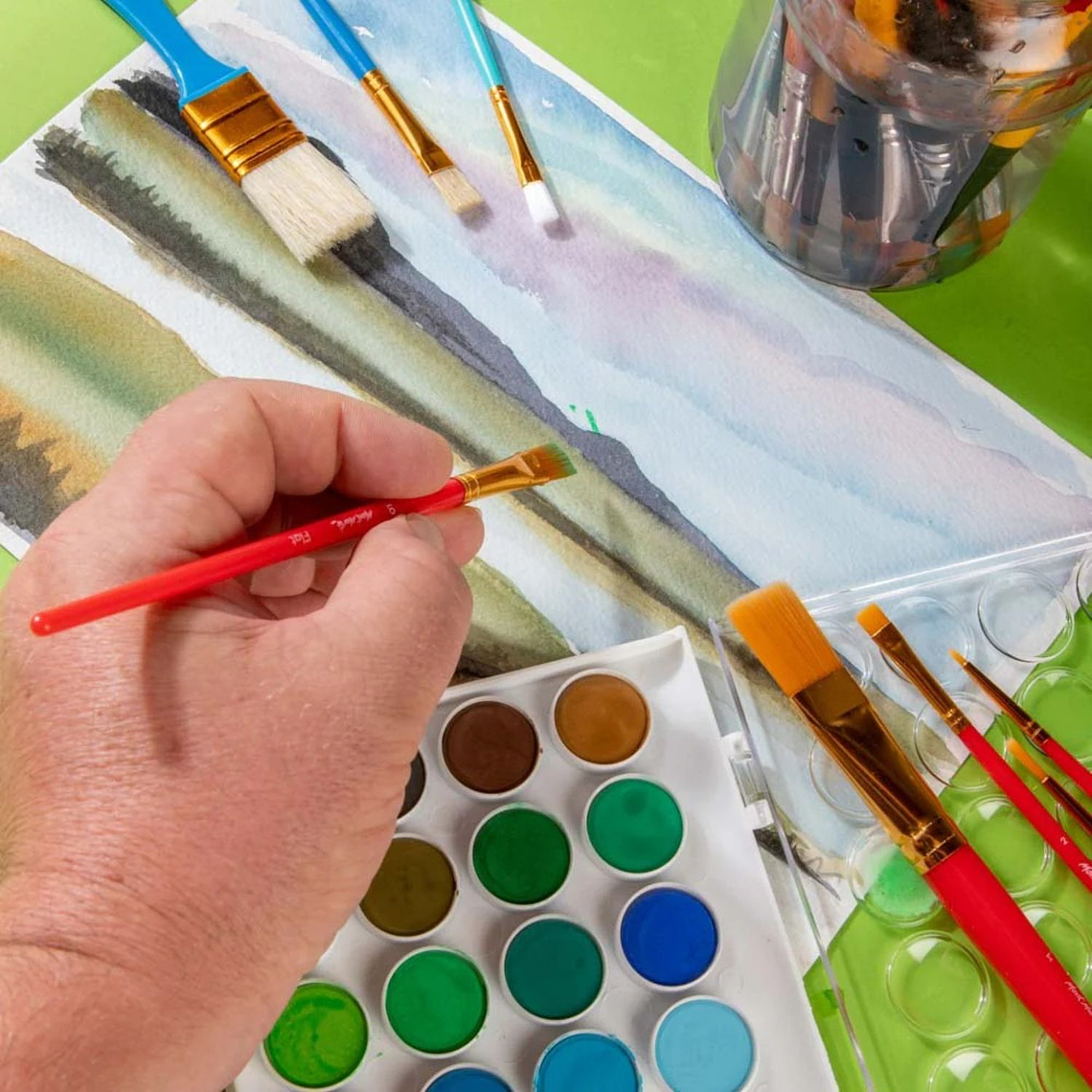 Set De 26 Pinceles Surtidos Paleta Y Redondos Mont Marte 5