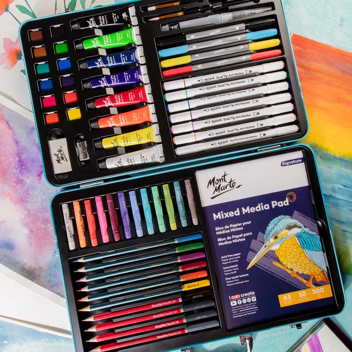 Set Arte 60 Piezas Lápices, Acuarelas, Pasteles Mont Marte 3