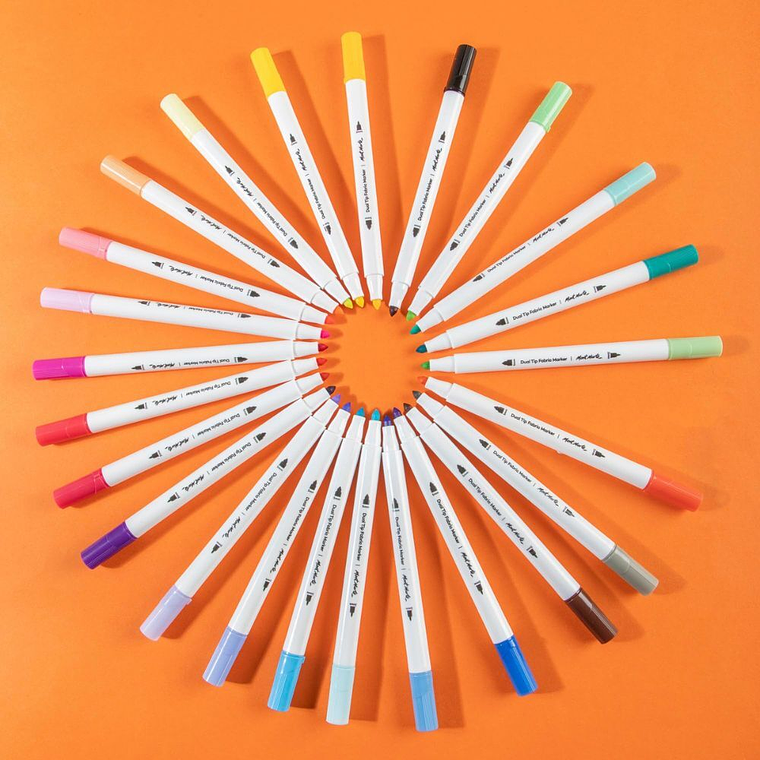 24 Rotuladores Marcadores Para Tela Doble Punta Mont Marte 5