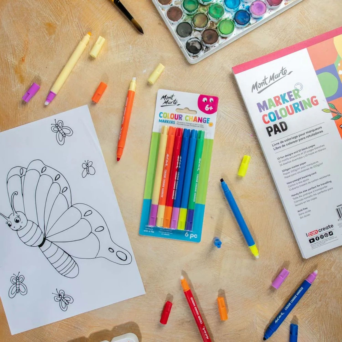 Pack 6 Marcadores Mágicos Cambian De Color Mont Marte 5