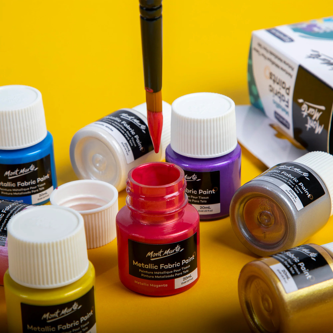 Set 8 Pinturas De Tela Metálicas 20 Ml Mont Marte 6