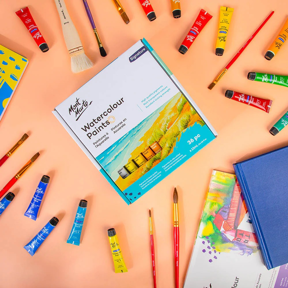 Set De 36 Acuarelas Profesionales En Tubo Mont Marte X 12 Ml 6